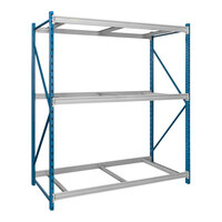 Hallowell 60" x 24" x 87" Marine Blue / Light Gray 3-Level Bulk Rack Starter with No Decking HBR602487-3S-PB