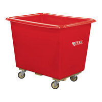 Royal Basket Trucks 7 Cu. Ft. Red Poly Truck with Wood Base and 2 Rigid / 2 Swivel Casters R06-RDX-PTC-4UNN