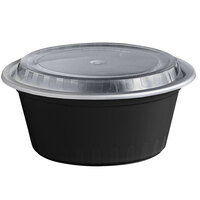 Choice 38 oz. Black 7" Round Microwavable Heavy Weight Container with Lid - 25/Pack