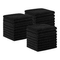 Monarch Brands 16" x 27" Microfiber Black Bleach-Safe Hand Towel - 144/Case