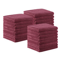 Monarch Brands 16" x 27" Microfiber Burgundy Bleach-Safe Hand Towel - 24/Pack