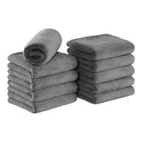 Monarch Brands 16" x 27" Coral Fleece Gray Bleach-Safe Hand Towel - 60/Case