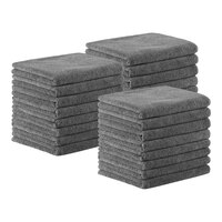 Monarch Brands 16" x 27" Microfiber Gray Bleach-Safe Hand Towel - 144/Case