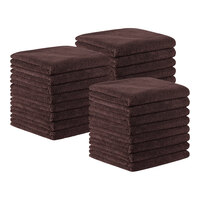 Monarch Brands 16" x 27" Microfiber Brown Bleach-Safe Hand Towel - 24/Pack