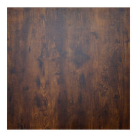 BFM Seating Relic 36" x 36" Vintage Walnut Square 2" Thick Melamine Table Top with Matching Edge