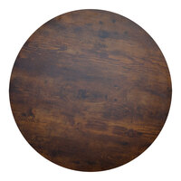 BFM Seating Relic 48" Vintage Walnut Round 2" Thick Melamine Table Top with Matching Edge