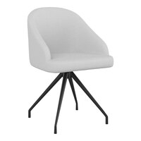 Martha Stewart Sora White Boucle Fabric Swivel Stationary Office Chair with Oil-Rubbed Bronze Finish