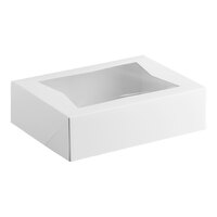 Baker's Lane 14" x 10" x 4" White Customizable Quarter Sheet Auto-Popup Window Cake / Bakery Box - 100/Case