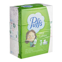 Puffs Plus Lotion 124 Sheet 3-Pack 2-Ply Facial Tissue Box - 8/Case