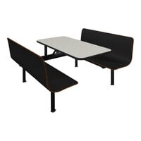 Plymold Contour 24" x 47" White Table Top with 2 Black Benches