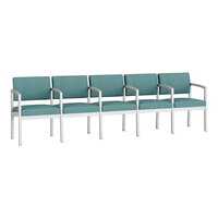 Lesro Lenox Steel Patriot Plus Sea Vinyl 5-Seat Sofa with Center Arms