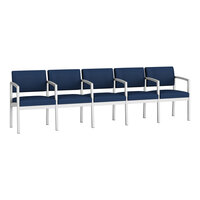 Lesro Lenox Steel Patriot Plus Imperial Blue Vinyl 5-Seat Sofa with Center Arms