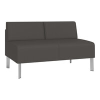 Lesro Luxe Lounge Series Patriot Plus Charcoal Vinyl Loveseat with Steel Legs