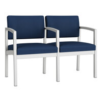 Lesro Lenox Steel Patriot Plus Imperial Blue Vinyl Loveseat with Center Arm