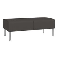 Lesro Luxe Lounge Series Patriot Plus Charcoal Vinyl 2-Seat Bench with Steel Legs