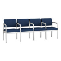 Lesro Lenox Steel Patriot Plus Imperial Blue Vinyl 4-Seat Sofa with Center Arms