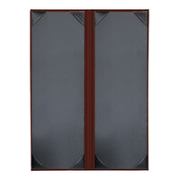 H. Risch, Inc. Oakmont 4 1/4" x 14" Wine 2-Panel Menu Cover with Album Style Corners