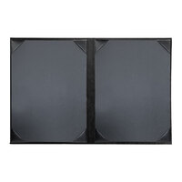 H. Risch, Inc. Oakmont 8 1/2" x 11" Black 2-Panel Menu Cover with Album Style Corners