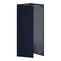 H. Risch, Inc. Oakmont 4 1/4" x 14" Blue 3-Panel Menu Cover with Album Style Corners
