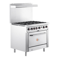 Cooking Performance Group CO36-N Natural Gas 6 Burner 36" Range with 1 Convection Oven and 120V Connection