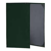H. Risch, Inc. Oakmont 8 1/2" x 14" Green 3-Panel Menu Cover with Album Style Corners