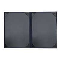 H. Risch, Inc. Oakmont 5 1/2" x 8 1/2" Blue 2-Panel Menu Cover with Album Style Corners