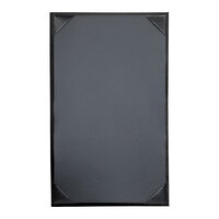H. Risch, Inc. Oakmont 8 1/2" x 14" Black 1-Panel Menu Cover with Album Style Corners