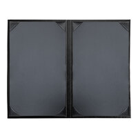 H. Risch, Inc. Oakmont 8 1/2" x 14" Black 2-Panel Menu Cover with Album Style Corners