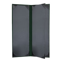 H. Risch, Inc. Oakmont 4 1/4" x 14" Green 4-Panel Menu Cover with Album Style Corners
