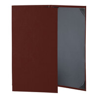 H. Risch, Inc. Oakmont 8 1/2" x 14" Wine 3-Panel Menu Cover with Album Style Corners