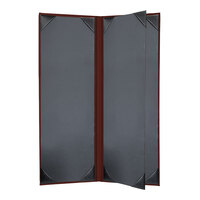 H. Risch, Inc. Oakmont 4 1/4" x 14" Wine 4-Panel Menu Cover with Album Style Corners