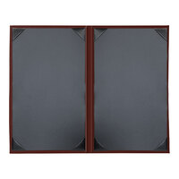 H. Risch, Inc. Oakmont 8 1/2" x 14" Wine 2-Panel Menu Cover with Album Style Corners