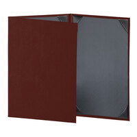 H. Risch, Inc. Oakmont 5 1/2" x 8 1/2" Wine 3-Panel Menu Cover with Album Style Corners