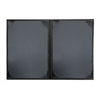 H. Risch, Inc. Oakmont 5 1/2" x 8 1/2" Black 2-Panel Menu Cover with Album Style Corners