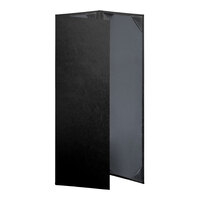 H. Risch, Inc. Oakmont 4 1/4" x 14" Black 3-Panel Menu Cover with Album Style Corners