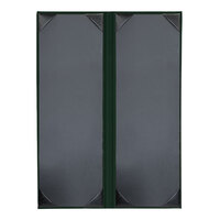 H. Risch, Inc. Oakmont 4 1/4" x 14" Green 2-Panel Menu Cover with Album Style Corners