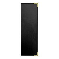 H. Risch, Inc. Oakmont 4 1/4" x 14" Black 6-View Menu Cover