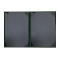 H. Risch, Inc. Oakmont 5 1/2" x 8 1/2" Green 2-Panel Menu Cover with Album Style Corners