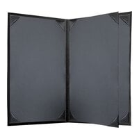 H. Risch, Inc. Oakmont 8 1/2" x 14" Black 4-Panel Menu Cover with Album Style Corners