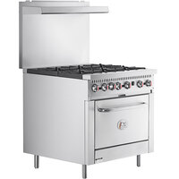 Cooking Performance Group CO36-L Liquid Propane 6 Burner 36" Range with 1 Convection Oven and 120V Connection