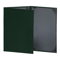 H. Risch, Inc. Oakmont 5 1/2" x 8 1/2" Green 3-Panel Menu Cover with Album Style Corners