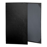 H. Risch, Inc. Oakmont 8 1/2" x 14" Black 3-Panel Menu Cover with Album Style Corners