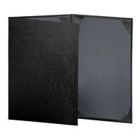 H. Risch, Inc. Oakmont 5 1/2" x 8 1/2" Black 3-Panel Menu Cover with Album Style Corners