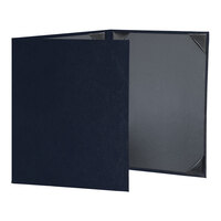 H. Risch, Inc. Oakmont 8 1/2" x 11" Blue 3-Panel Menu Cover with Album Style Corners