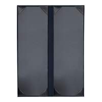 H. Risch, Inc. Oakmont 4 1/4" x 14" Blue 2-Panel Menu Cover with Album Style Corners