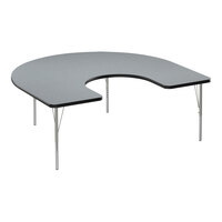 Correll 60" x 66" Horseshoe Gray Granite 19" - 29" Adjustable Height Thermal-Fused Laminate Top Activity Table