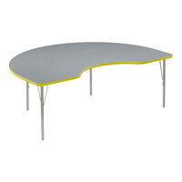 Correll 48" x 72" Kidney Gray Granite 19" - 29" Adjustable Height Thermal-Fused Laminate Top Activity Table