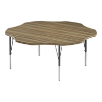 Correll Deluxe 60" Flower Colonial Hickory 19"-29" Adjustable Height High-Pressure Laminate Top Activity Table with Black Legs and Hickory T-Mold