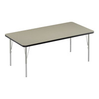 Correll Deluxe 30" x 60" Rectangular Savannah Sand 19"-29" Adjustable Height High-Pressure Laminate Top Activity Table with Silver Legs and Black T-Mold