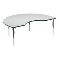 Correll 48" x 72" Kidney White 19"-29" Adjustable Height High-Pressure Dry Erase Board Top Activity Table with Black Legs and Green T-Mold
